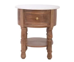 Marble & Mango Wood End Table -Franklin Sales Store 810511007 1