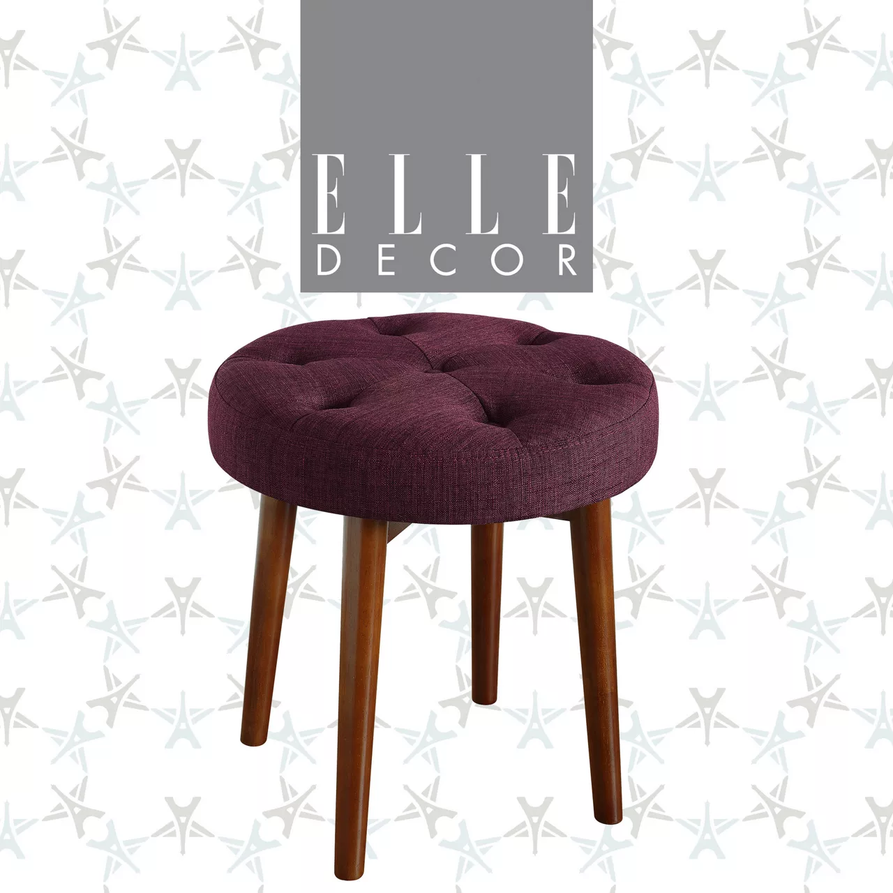 Penelope Eggplant Tufted Stool 8 Penelope Eggplant Tufted Stool - Image 6