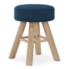 Blue Velvet Upholstered Wooden Ottoman -Franklin Sales Store 810533421 2