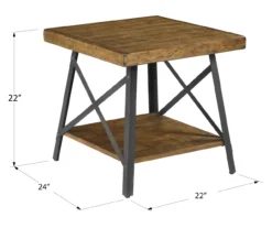 Pomona Pine Brown & Steel Gray 24" Wood Open-Shelf End Table -Franklin Sales Store 810535748 2