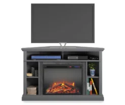 Flaxton Graphite Gray Electric Corner Fireplace Console -Franklin Sales Store 810538183 2