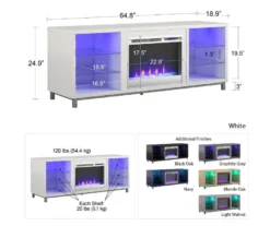 70" Intrepid Navy Deluxe Electric Fireplace Console 13 70" Intrepid Navy Deluxe Electric Fireplace Console -Franklin Sales Store 810538244 6