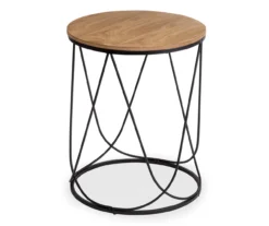 Black & Natural Round Side Table -Franklin Sales Store 810539920 3