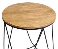 Black & Natural Round Side Table -Franklin Sales Store 810539920 4