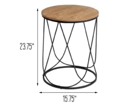 Black & Natural Round Side Table -Franklin Sales Store 810539920 5