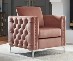 Lizmont Blush Tufted Velvet Accent Chair -Franklin Sales Store 810542292 1