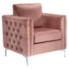 Lizmont Blush Tufted Velvet Accent Chair -Franklin Sales Store 810542292