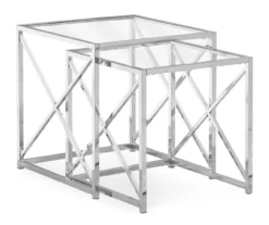 Monarch Glass & Metal 2-Piece Nesting Table Set -Franklin Sales Store 810542387 2