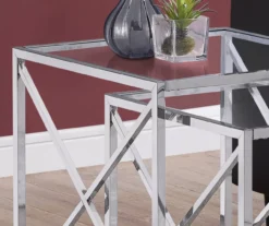 Monarch Glass & Metal 2-Piece Nesting Table Set -Franklin Sales Store 810542387 3