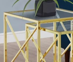 Monarch Glass & Metal 2-Piece Nesting Table Set -Franklin Sales Store 810542390 3