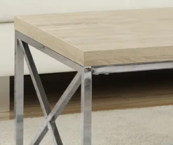 Natural & Chrome Metal Coffee Table -Franklin Sales Store 810542482 3