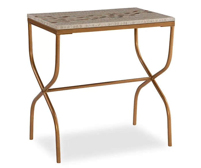 Global Designs Gold Geometric Capiz Mosaic Fish Pattern Accent Table 3 Global Designs Gold Geometric Capiz Mosaic Fish Pattern Accent Table