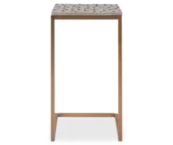 Global Designs Gold Geometric Capiz Mosaic Fish Pattern C Accent Table -Franklin Sales Store 810543218 3