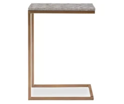 Global Designs Gold Geometric Capiz Mosaic Fish Pattern C Accent Table -Franklin Sales Store 810543218 5