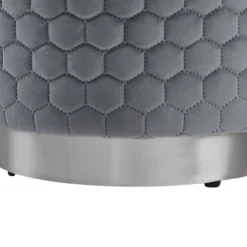 Royal Gray Quilted Ottoman With Silver Base -Franklin Sales Store 810543261 5