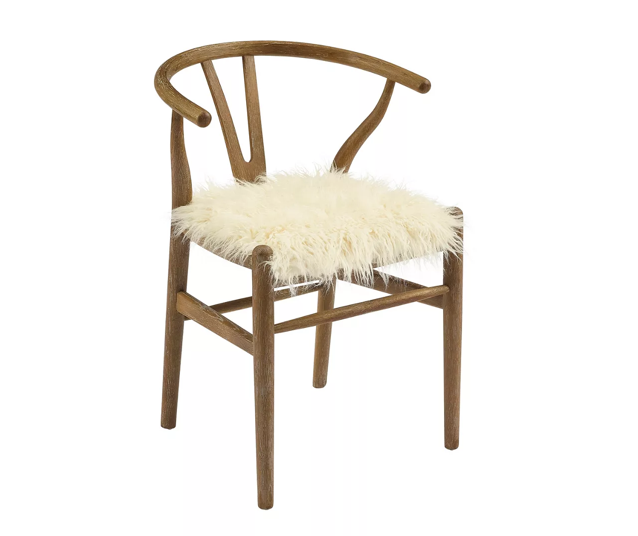 Emmitt Gray & Brown Faux Fur Wishbone Chair 3 Emmitt Gray & Brown Faux Fur Wishbone Chair