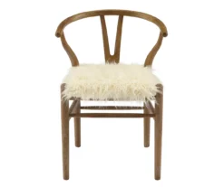 Emmitt Gray & Brown Faux Fur Wishbone Chair 17 Emmitt Gray & Brown Faux Fur Wishbone Chair -Franklin Sales Store 810543298 A0 2