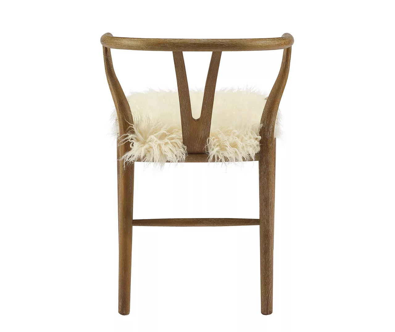 Emmitt Gray & Brown Faux Fur Wishbone Chair 9 Emmitt Gray & Brown Faux Fur Wishbone Chair - Image 7