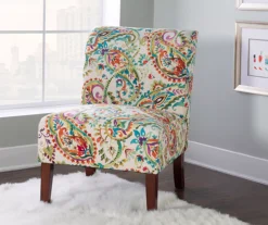 Danna Multicolor Upholstered Paisley Curved Back Slipper Chair -Franklin Sales Store 810543301 6