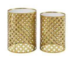 Asher Gold 2-Piece Pierced Metal Nesting Table Set -Franklin Sales Store 810543376 A1 2