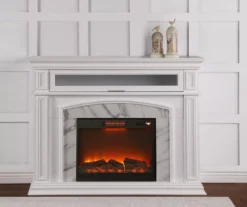 62" Grand White Faux Marble Electric Fireplace -Franklin Sales Store 810570728 3