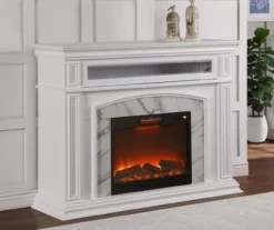 62" Grand White Faux Marble Electric Fireplace -Franklin Sales Store 810570728 4