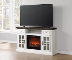 60" White 2-Tone Electric Fireplace Console -Franklin Sales Store 810570730 3