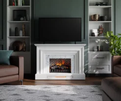 53.5" White Marble Petite Grand Electric Fireplace -Franklin Sales Store 810570829 3