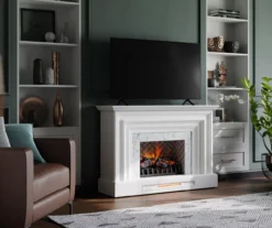 53.5" White Marble Petite Grand Electric Fireplace -Franklin Sales Store 810570829 4