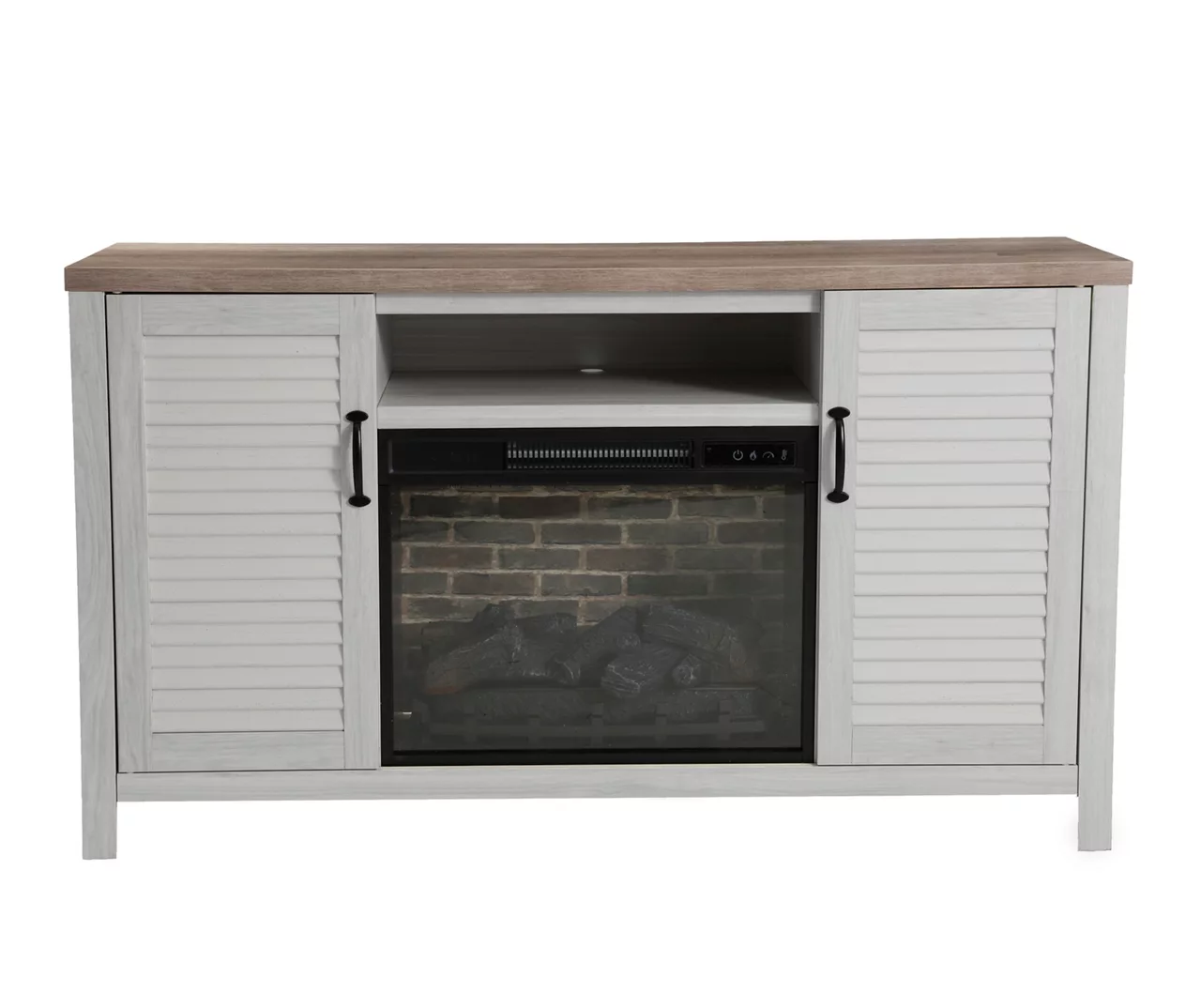 54" 2-Tone Shutter Door Electric Fireplace Console 4 54" 2-Tone Shutter Door Electric Fireplace Console - Image 2