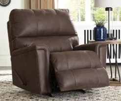 Navi Chestnut Faux Leather Rocker Recliner -Franklin Sales Store 810587485 71