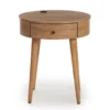 Medium Mango Round Side Table With USB Charging -Franklin Sales Store 810587515