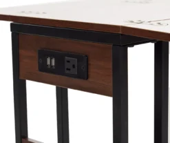 Walnut Drop-Leaf C Side Table With USB Charging -Franklin Sales Store 810587517 3
