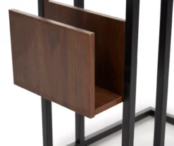 Walnut Drop-Leaf C Side Table With USB Charging -Franklin Sales Store 810587517 4