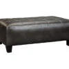 Nokomis Charcoal Faux Leather Oversize Accent Ottoman -Franklin Sales Store 810594650