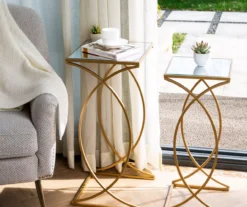 Gold Glass Top 2-Piece Nesting Accent Table Set -Franklin Sales Store 810598720 A0 2