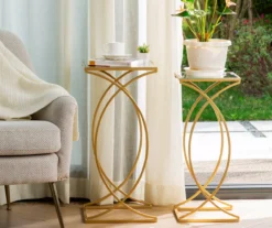 Gold Glass Top 2-Piece Nesting Accent Table Set -Franklin Sales Store 810598720 A0 3