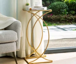 Gold Glass Top 2-Piece Nesting Accent Table Set -Franklin Sales Store 810598720 A0 4