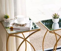 Gold Glass Top 2-Piece Nesting Accent Table Set -Franklin Sales Store 810598720 A0 5