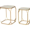 Gold Glass Top 2-Piece Nesting Side Table Set 2 Gold Glass Top 2-Piece Nesting Side Table Set -Franklin Sales Store 810598721 A0 1