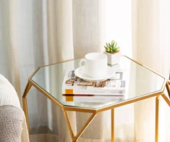 Gold Glass Top 2-Piece Nesting Side Table Set -Franklin Sales Store 810598721 A0 5