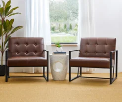 Glitzhome Modern Industrial Faux Leather Accent Chairs, 2-Pack -Franklin Sales Store 810598913 A0 2