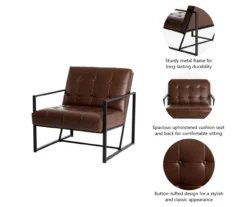 Glitzhome Modern Industrial Faux Leather Accent Chairs, 2-Pack -Franklin Sales Store 810598913 A0 7