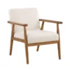 Cream Boucle & Wood Accent Chair