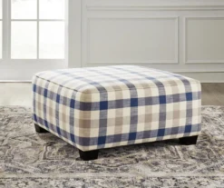 Meggett Blue & Beige Plaid Oversize Accent Ottoman -Franklin Sales Store 810612370 3