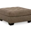 Keskin Brown Faux Leather Oversize Accent Ottoman -Franklin Sales Store 810612412 1
