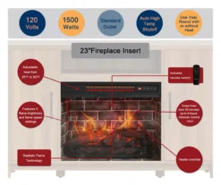 60" Modern Tan Electric Fireplace Console -Franklin Sales Store 810617759 M7