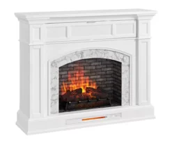 62" White Marble Grand Electric Fireplace Console -Franklin Sales Store 810617766 A0 2