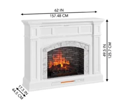 62" White Marble Grand Electric Fireplace Console -Franklin Sales Store 810617766 A6