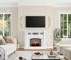 62" White Marble Grand Electric Fireplace Console -Franklin Sales Store 810617766 B0 2
